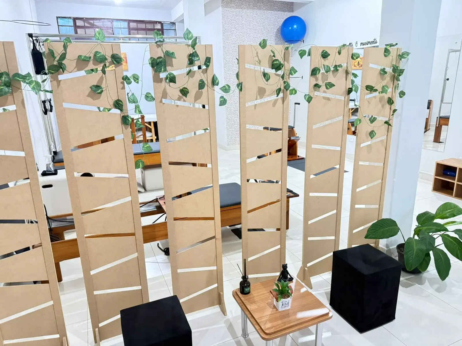 Estúdio de pilates em Campo Mourão — área com biombos